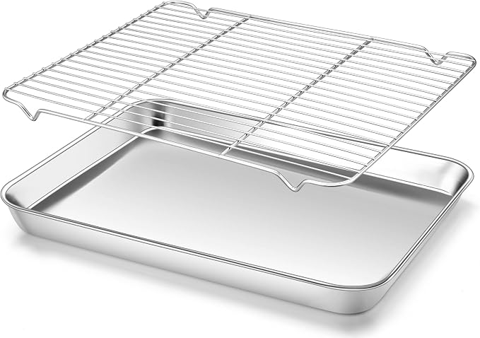 Homikit Baking Half Sheet with Rack, Metal Bacon Tray with Wire Cooling Rack by Homikit