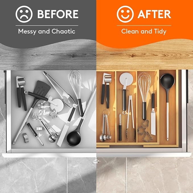 Lifewit Utensil Organizer for Kitchen Drawer, Expandable Cooking Utensil Tray - Image 8
