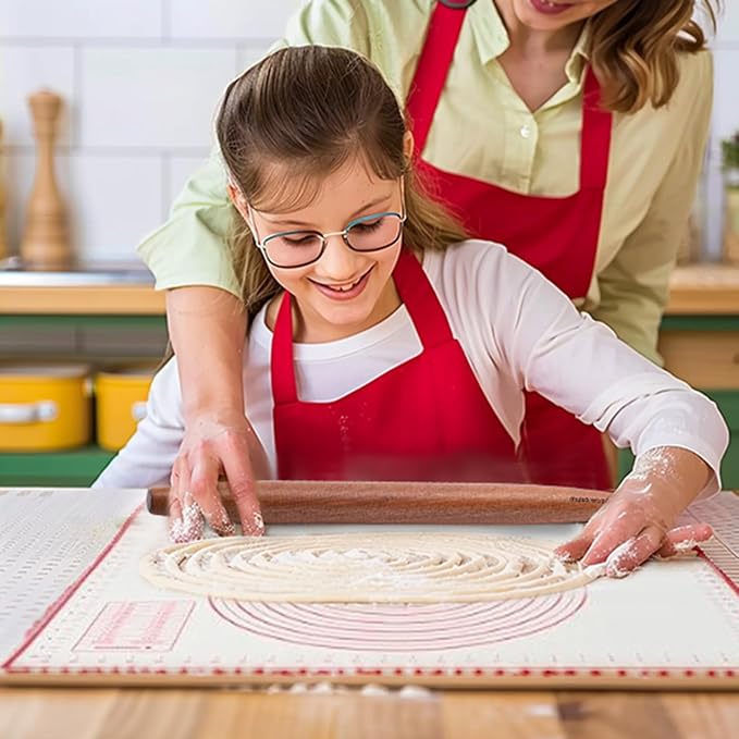 Muso Wood French Rolling Pin and Silicone Baking Mat Set, Sapele Wooden Rolling - Image 7
