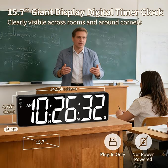VOCOO 15.7" Large Digital Wall Timer - Image 2