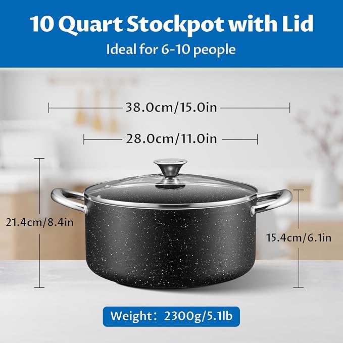 BEZIA Large 10 Quart Nonstick Stock Pot - Image 6