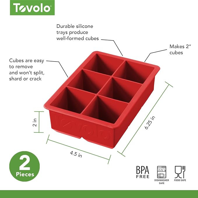 Tovolo, Large King Craft Ice Mold Freezer Tray of 2" Cubes, BPA-Free Silicone - Image 7