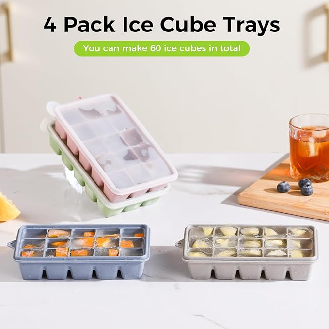 Silicone Ice Cube Trays with Lid, Easy Release Ice Molds, Reusable and - Image 6