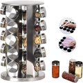 EBIZ&TECH 20-Jar Stainless Steel Rotating Spice Rack with Non-Slip