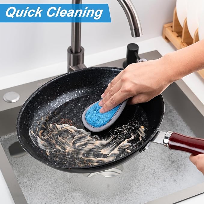 Dual-Sided Multi-Purpose Scrub Sponges, Non-Scratch Dishwashing Sponges - Image 4