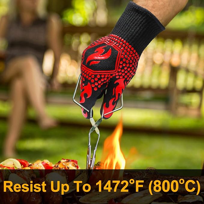 QUWIN BBQ Gloves, BBQ Accessories 1472℉ Extreme Heat Resistant, Grilling Gloves - Image 2