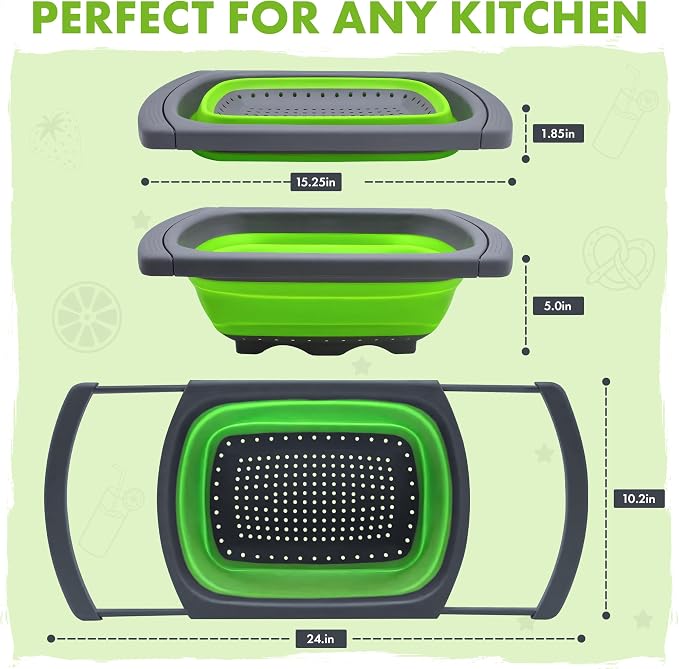 Silicone Collapsible Colander Sink Colander Collapsible Camping Versatile - Image 2