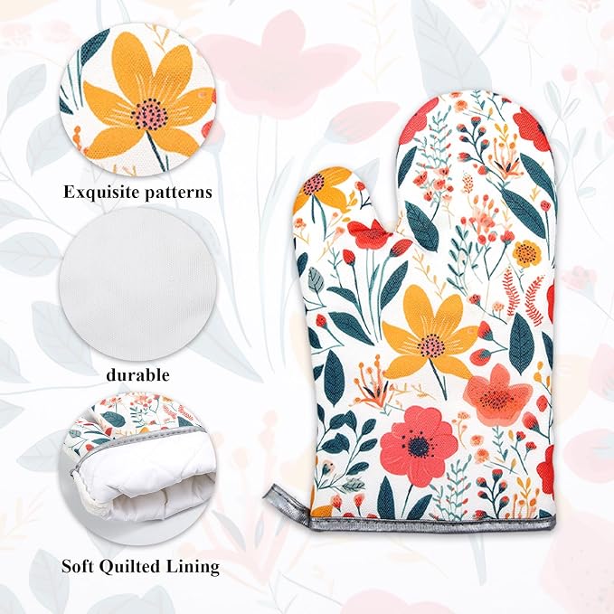6 Pcs Kitchen Stuff Accessories, Kitchen Oven Mitts and Pot Holders Sets - Image 5