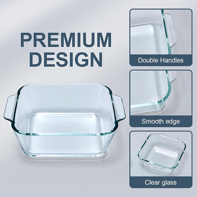 Small Casserole Dishes 2 Pack, 5 Inch Glass Square Baking Dish Individual - Image 2