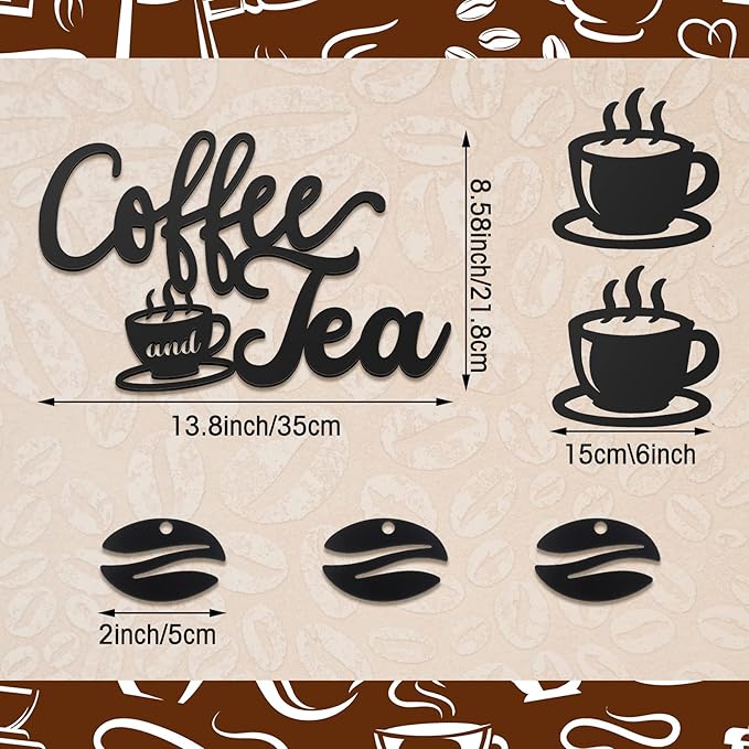 Ferraycle Rustic Metal Coffee Bar Signs Hanging Wall Decor - Image 3