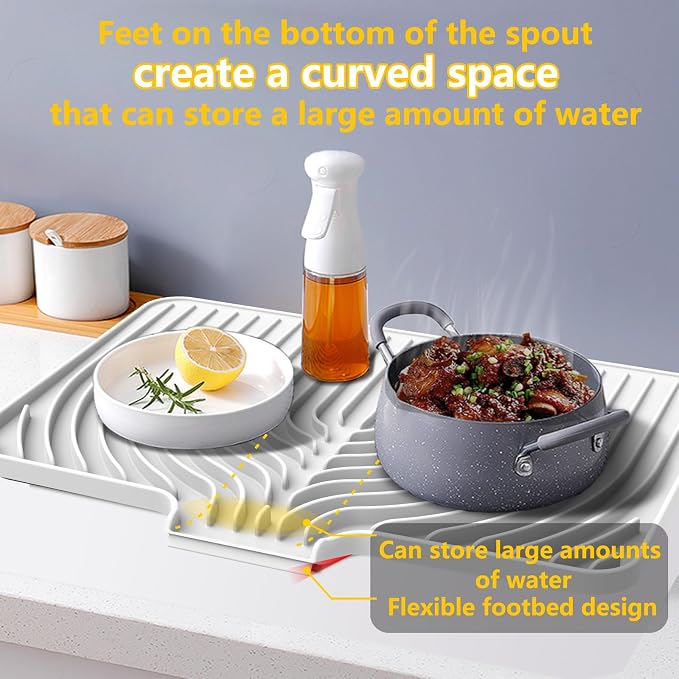 Silicone Drying Mat for Kitchen Counter, Dish Drying Rack Matt - Image 4