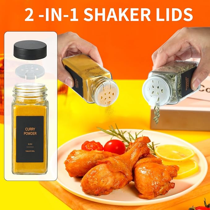 Spice Jars with Label，4oz Glass Spice Bottles With Shaker Lids，Seasoning - Image 4