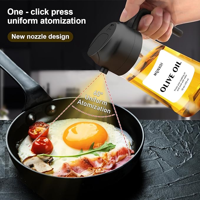 2 in 1 Glass Oil Sprayer & Dispenser, 16oz/470ml Olive Cooking, Air Fryer - Image 3