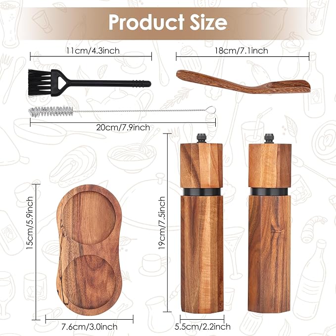 Wooden Salt and Pepper Grinder Set - Image 7