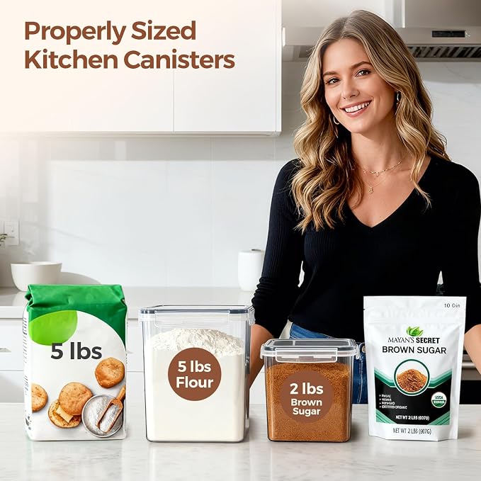 ComSaf Flour Sugar Storage Containers Set of 3, Large Airtight Food Storage - Image 4