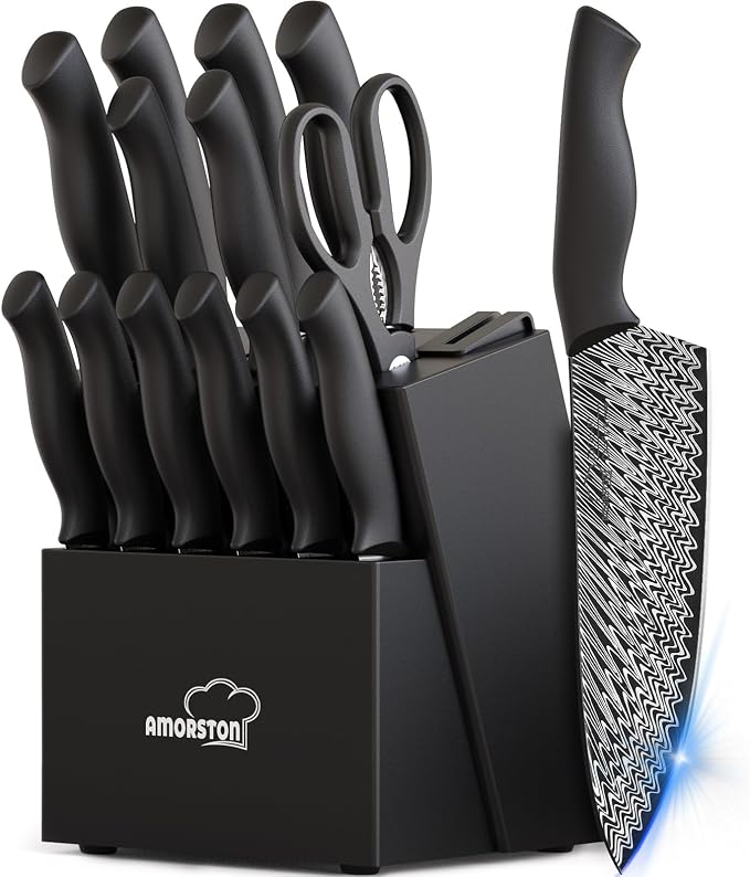 Knife Set, Amorston 15 Pieces Kitchen Knife Set by Amorston