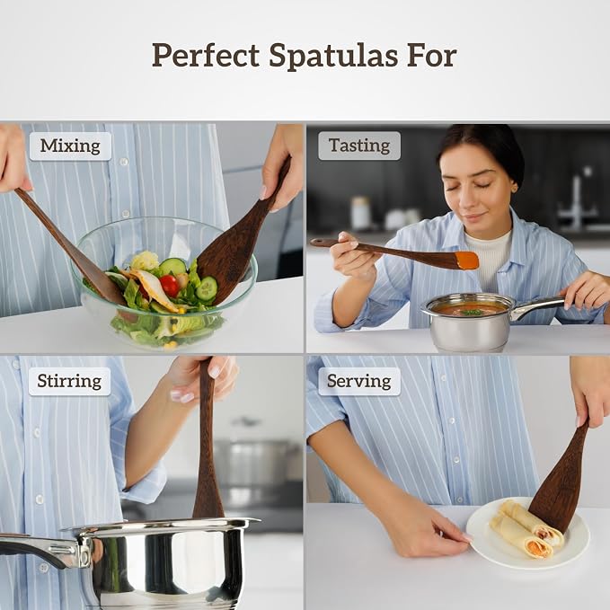 Wooden Cooking Spatula Set, Natural Wenge Wood Spatulas - Image 5