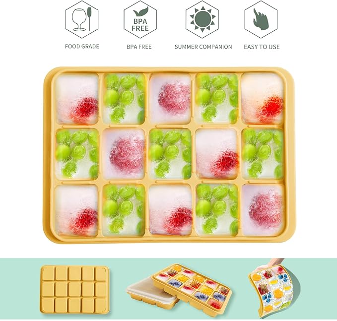 Tvmania Ice Cube Trays Set of 2, Easy Release 15 Flexible Silicone Ice Cube - Image 4