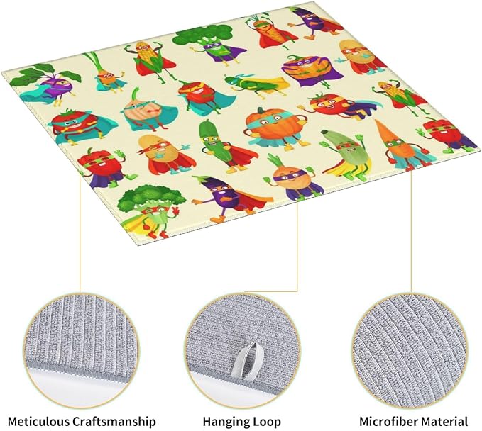 Vegetable Superhero Cartoon Dish Drying Mats - Image 6