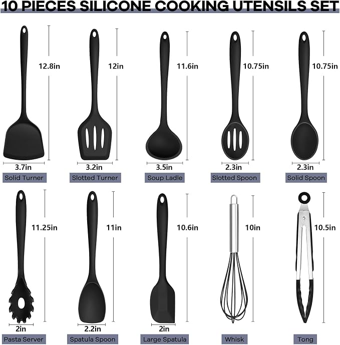 TeamFar Silicone Cooking Utensils, 446°F Heat Resistant Kitchen Gadgets Tools - Image 2