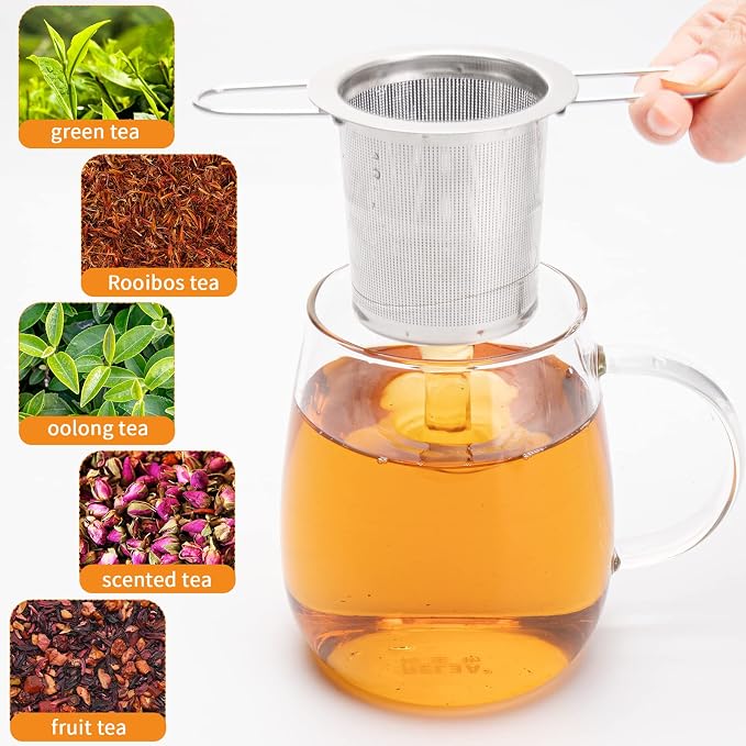 2Pack Tea Strainer, Stainless Steel Tea Infuser Basket Sitting in Mugs - Image 5
