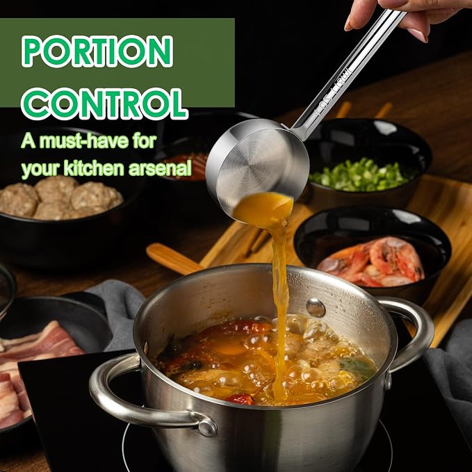 4 Ounce Solid Stainless Steel Portion Control Ladle Spoon - Image 5
