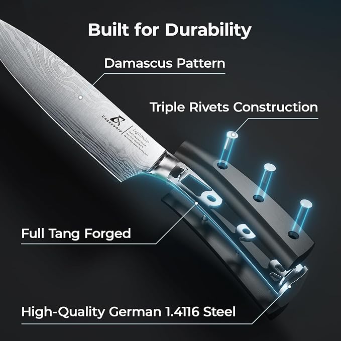 CoquusAid Kitchen Knives Set, Razor Sharp High Carbon Stainless Steel Knife Set - Image 4