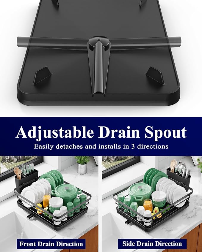 Kitsure Dish Drying Rack for Kitchen Counter, Stainless Steel Sink Organization - Image 4