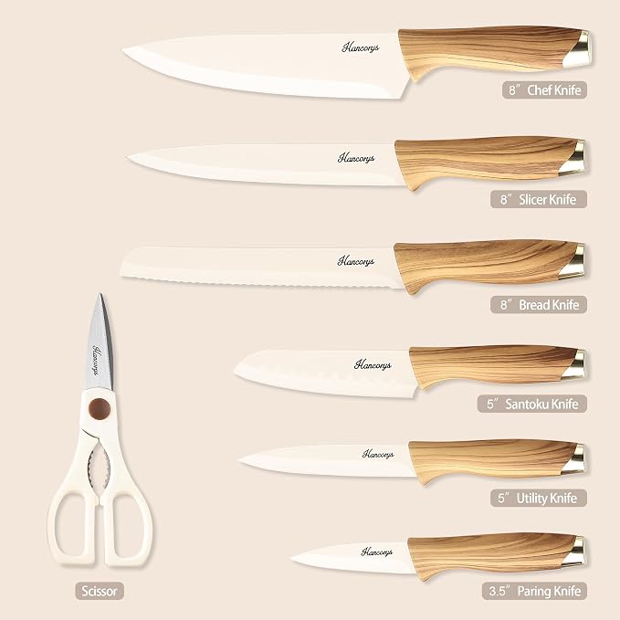 Knife set, 13 Pieces Kitchen Knives Set, Nonstick Ceramic Anti-Rust Coating and - Image 6