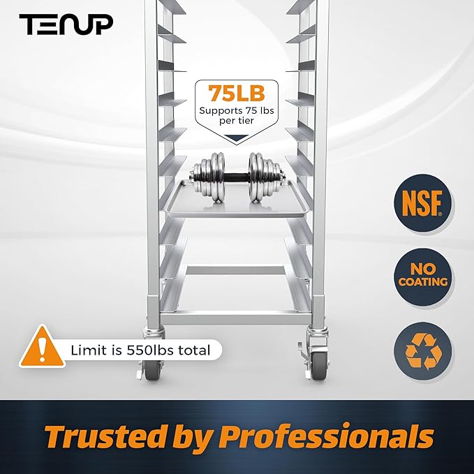 TenUp 10-Tier Half Size Sheet Pan Rack, Heavy-Duty Aluminum Bakery Rack - Image 4