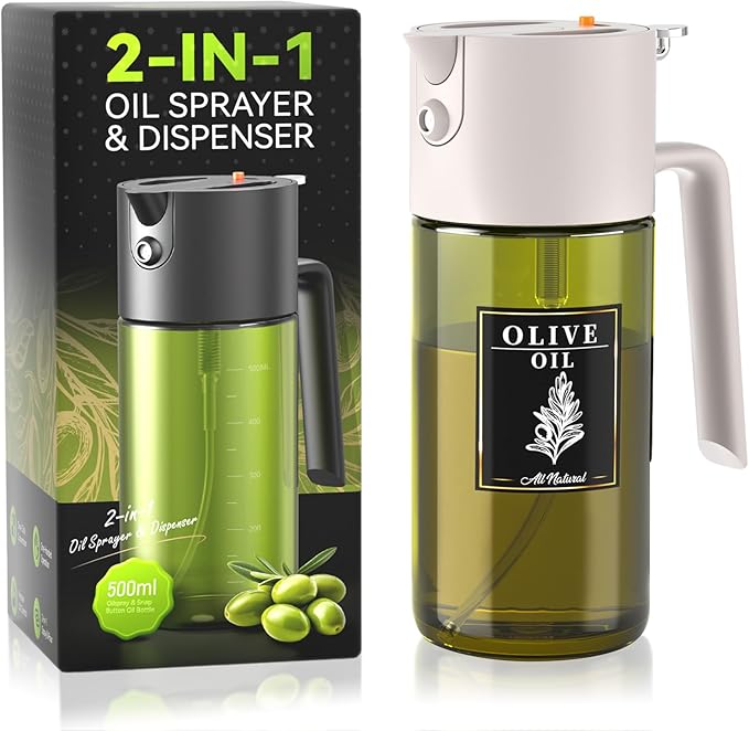 2-IN-1 500ml/17oz Light-Blocking Dark Oil Sprayer by Gelibo