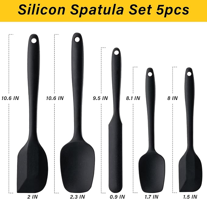 Silicone Spatula Set, 5 Piece Food Grade Rubber Spatulas - Image 2