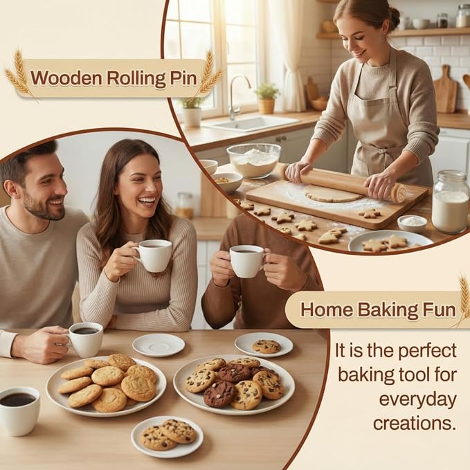 Chengu Wooden Cookie Rolling Pin 1/4-in. Fixed Depth Rolling Pins - Image 5