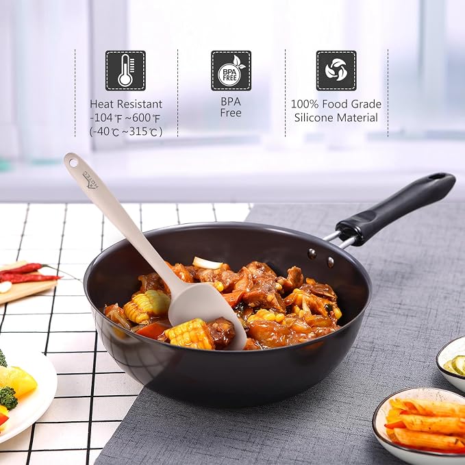 HOTEC 600℉ Heat Resistant BPA-Free Silicone Rubber Spatula Set, Kitchen Cooking - Image 5