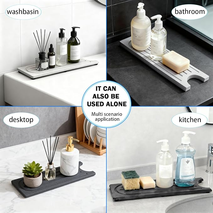 Fast Drying Kitchen Sink Splash Guard, Durable Stone Kitchen Faucet Mat - Image 4