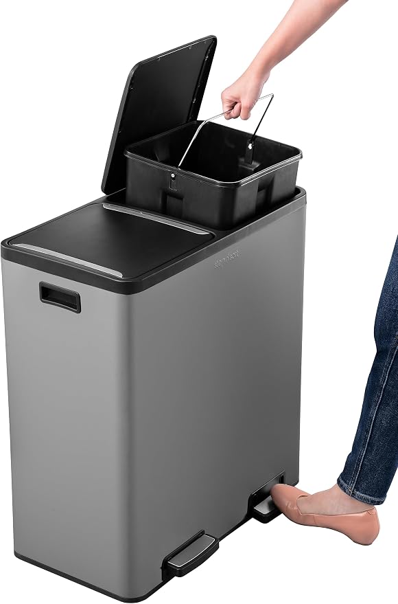 Step N' Sort The 18.5 Gallon Extra Large Capacity, Dual Trash and Recycling Bin - Image 2