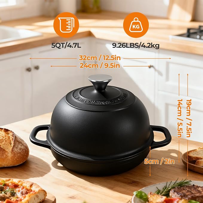 5QT Pre-Seasoned Cast Iron Dutch Oven - Image 2