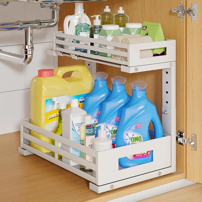 1-Pack Under Sink Organizers and Storage, 2-Tier L Shape Pull Out Cabinet by UnderSinkOrganizer