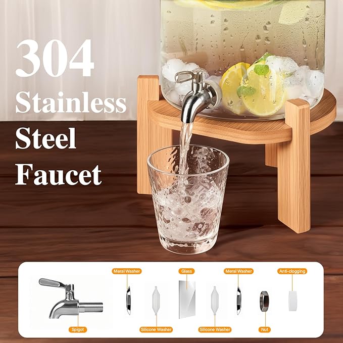 Beverage Dispenser 2.9 Gallon, Glass Drink Dispenser - Image 4