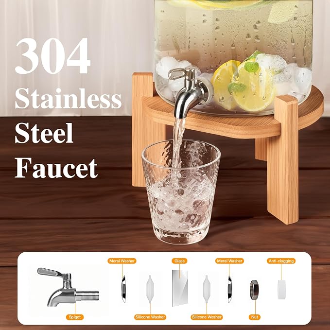 Beverage Dispenser 2.1 Gallon, Glass Drink Dispenser - Image 5