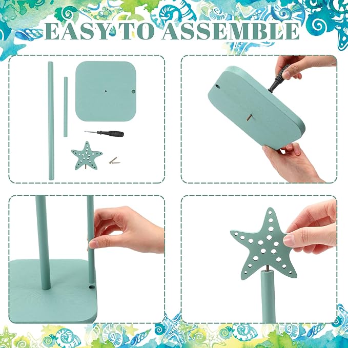 Leinuosen Beach Starfish Paper Towel Holder Rustic Beach Coastal Wooden Paper - Image 4