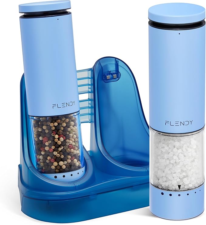 Flendy Electric Salt and Pepper Grinder Set Rechargeable, Automatic Salt and by Flendy
