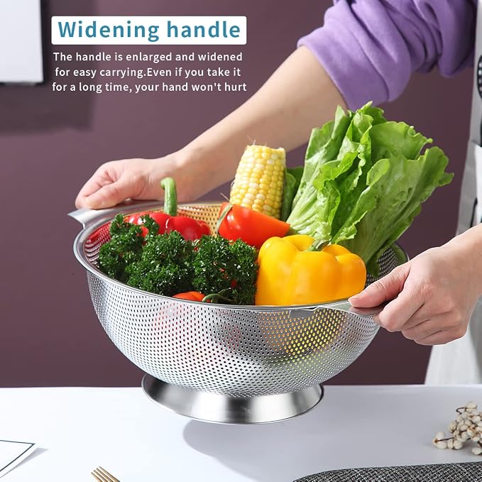 Kyraton Stainless Steel Colander 5 Quart, Professional Strainer - Image 3