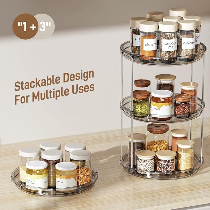 LAMU 2 Tier Lazy Susan Turntable Organizer 9.25'' Rotating Spice Rack - Image 6