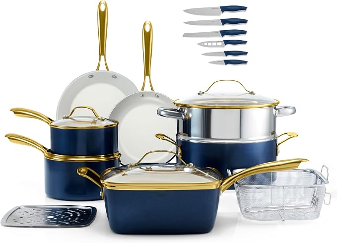Gotham Steel 20pcs Pots and Pans Set Non Stick Ceramic Cookware Set by GothamSteel