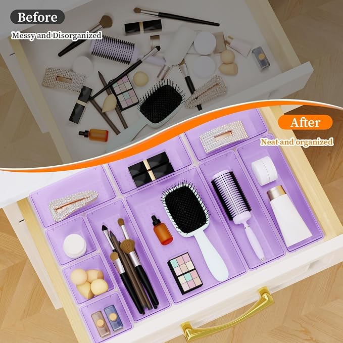 StorMiracle 32 PCS Clear Plastic Drawer Organizer Set, 4-Size vanity organizer - Image 5