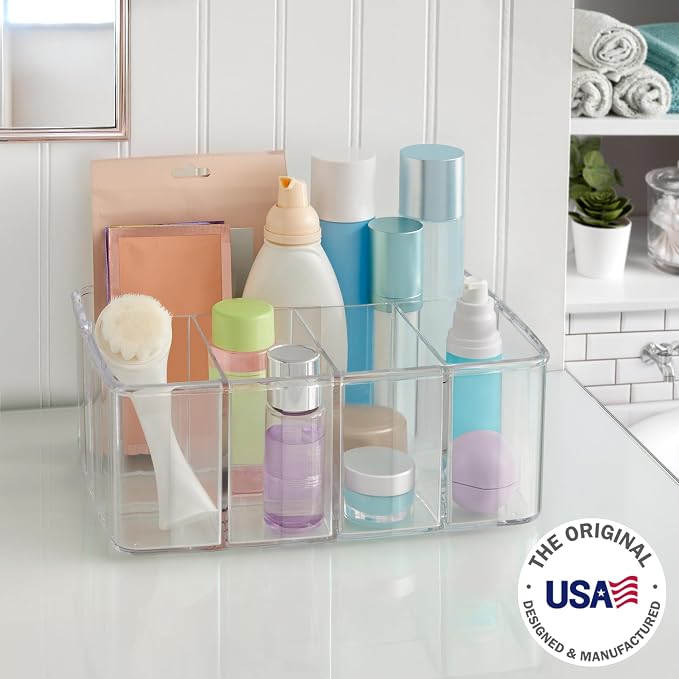 STORi 5-Compartment Clear Plastic Organizer | Rectangular Divided Makeup and - Image 2