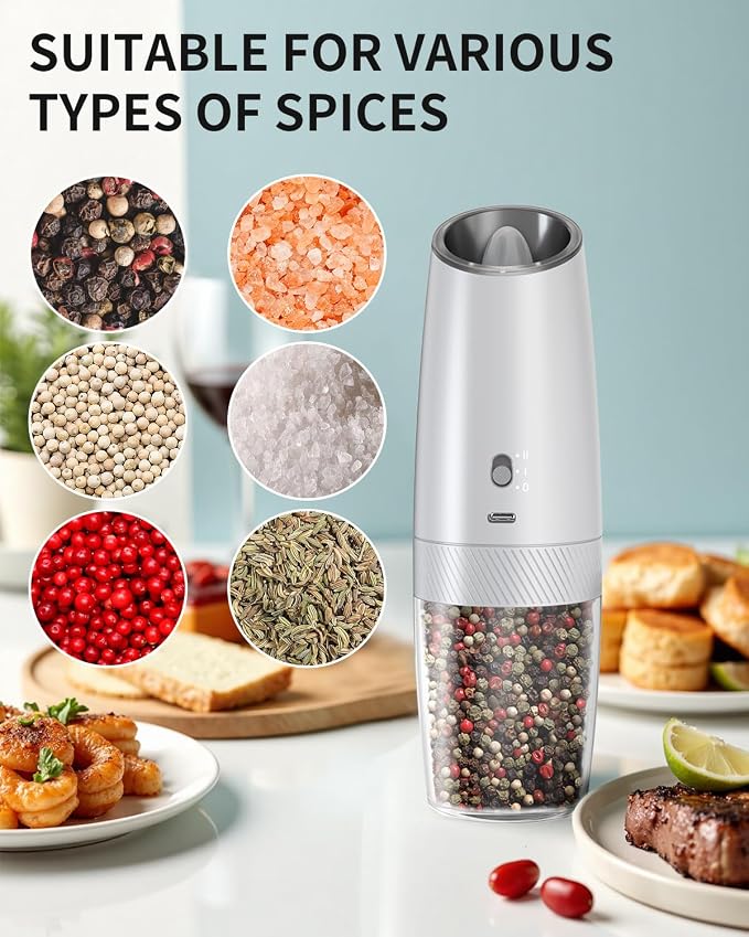 CIRCLE JOY Gravity Electric Salt and Pepper Grinder Set - Image 7