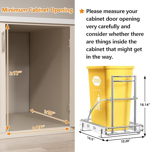 ANASTA Single Pull Out Trash Can Under Cabinet 7-13 Gal, Heavy Duty Under Sink - Image 5
