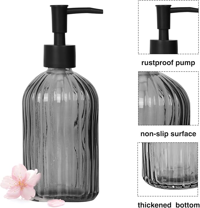 Black & Clear Glass Soap Dispenser - Image 3